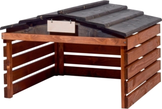 dobar® Mähroboter Garage aus Holz mit abnehmbarem Dach - Rasenroboter Unterstand mit individualisierbarem Schild - 78,5 x 74 x 52,5 cm - Braun/Schwarz
