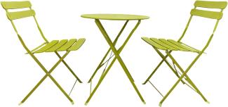 Rebecca Mobili Tisch Und Stühle Für Außenbereich, Bistro-Set, Stahl, Apfelgrün, Platzsparend, Für Garten Oder Balkon - Maße HxBxT: 71 x 60 x 60 cm - Art. RE6829