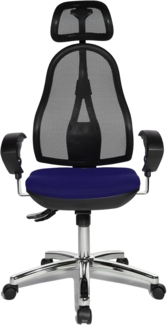 Topstar OP290UG26X Open Point SY Bürostuhl, Schreibtischstuhl, Syncro-Bandscheiben-Drehstuhl, inkl. höhenverstellbare Armlehnen und Kopfstütze, Bezugsstoff blau