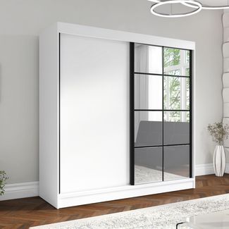 A&J MöbelLand GmbH Schiebetürenschrank TINA 2-türiger Kleiderschrank mit 2 Kleiderstangen und Spiegel (TOP ANGEBOT! Geräumiger Schrank mit einer Breite von 200 cm und Spiegel, ideal zur Aufbewahrung von Kleidung und Accessoires. TOP PRODUKT! Wählen Sie...