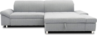 DOMO Collection Mika Ecksofa, Sofa mit Schlaffunktion und Bettkasten in L-Form, Schlafsofa mit Rücken- und Armlehnfunktion, 260 x 178 x 80 cm, Polsterecke in grau