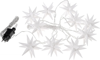 kamelshopping LED-Lichterkette 3D Leuchtstern Lichterkette mit 10 LED-Sternen, ca. 6,75m + Zuleitung, Timerfunktion, für Innenbereich & Außenbereich