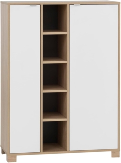 Schildmeyer Highboard Anouk, 701766, Holzwerkstoff, Eiche hell, kreideweiß, 89,6 x 39 x 122,4 cm