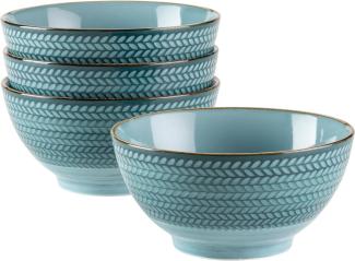 Mslischalen Set aus 4 handbemalten Schalen in Gastronomie-Qualitt, ideal auch als Suppenschsseln, moderner Vintage Stil, 16 cm; Blau