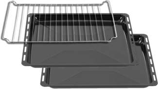 ICQN Backblech 45.5 x 37.5 x cm Backbleche & -Gitter Set, Emaille, (Doppelt Set mit Gitter, 3-St, mit Backofenrost), Kratzfest & Rostfrei