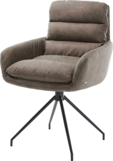 Esszimmerstuhl Abelia-Flex mit Armlehnen Mikrofaser Taupe Vintage Kreuzgestell konisch Schwarz