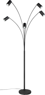 Bogenlampe MARLEY Schwarz 5flammig schwenkbar, 200cm groß