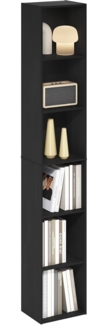 Furinno Luder 6-stufiges Bücherregal mit offenem Regal, Schwarzwood