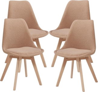Esszimmerstuhl Fläten 4er Set Bouclé Taupe [en. casa]