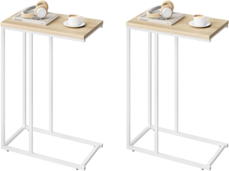 WOLTU Beistelltisch 2er Set Kaffeetisch Couchtisch Sofatisch Nachttisch Betttisch Laptoptisch, Gestell aus Metall, Tischpltte aus MDF, 45 x 25 x 63,5 cm(BxTxH), Hell Eiche TSG17hei-2