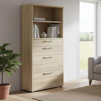 Dmora - Kommode Loane, Wohnzimmerbuffet, Wohnzimmer-Sideboard, Moderne Küchen-Speisekammer, 89x40 h186 cm, Eiche