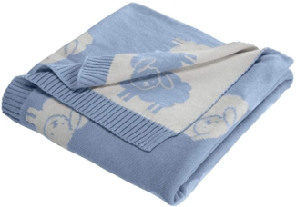 Bio Babydecke 100% Bio-Baumwolle (kbA) GOTS zertifiziert, Schäfchen Blau, 80x100 cm