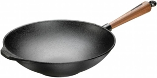 Skeppshult Wok Gusseisen mit Walnussholzgriff 30 cm - 29 bis 32 cm