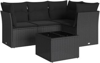 vidaXL 5-tlg. Garten-Sofagarnitur mit Kissen Schwarz Poly Rattan 3249424