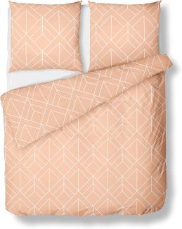 Mako Satin Bettwäsche Urban Geometric apricot 240x220 + 2x 80x80