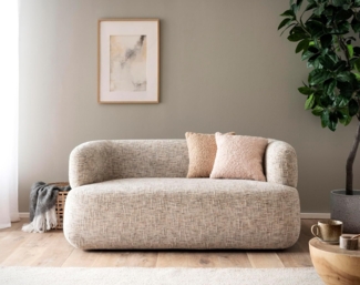 DOMO. collection Sofa Molina, 2-Sitzer Couch in organischer Form mit Federkern, gepolsterte Rückenlehne, 2er Polstergarnitur, 160 x 86 x 71 cm (BxTxH), beige-grau