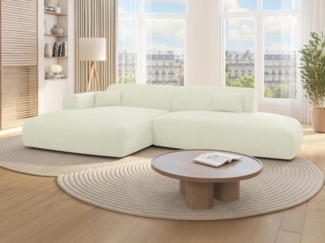 Vente-unique - Ecksofa - Ecke links - offenes Ende - Strukturstoff - Off-White - POGNI von Maison Céphy