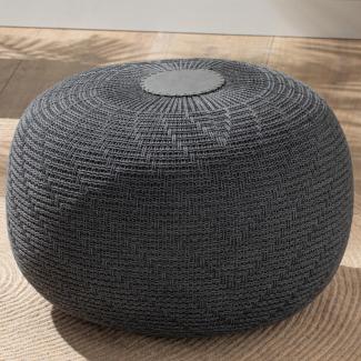 ENGLISH HOME Pouf Hocker | Rund Sitzpouf | Sitzhocker | Sitzpuff | Fußhocker | Strick Puff Hocker für Wohnzimmer, Schlafzimmer | Strickhocker Pouf Anthrazit 37x50 cm