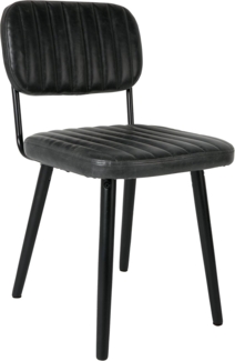 White Lable Living Stuhl Jake Industrial Style Lederoptik Schwarz