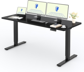 FLEXISPOT Höhenverstellbarer Schreibtisch mit 2 Motoren & 25MM einteiliger Tischplatte,ergonomischer Bürotisch - 180x80 cm Schwarz, schwarzes Gestell