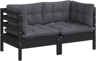 vidaXL 2-Sitzer-Gartensofa mit Anthrazit Kissen Massivholz Kiefer 3096014