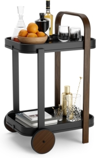 Umbra Servierwagen Bellwood, Küchenwagen, Rollregal, Stahl, Holz, Schwarz, Walnuss, 53 x 43 x 79 cm, 1015392-048