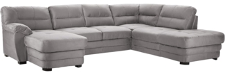 Mivano Wohnlandschaft Royale, Zeitloses Bettsofa in U-Form mit Schlaffunktion, kleinem Bettkasten und hohen Rückenlehnen, 316 x 90 x 230, Mikrofaser, grau