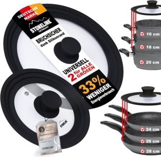 STONELINE Universaldeckel Universal Glasdeckel mit Silikonrand, für 24/26/28 cm, Schwarz, (1-tlg)