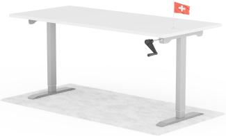 manuell höhenverstellbarer Schreibtisch EASY 180 x 80 cm - Gestell Grau, Platte Weiss