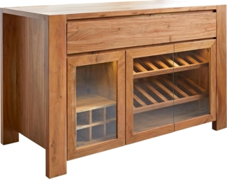 Barschrank Hedora 160x75 cm Akazie Natur mit Beleuchtung