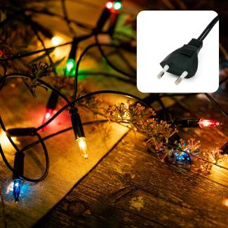 hellum Pisello LED-Lichterkette innen, 220V strombetrieben Lichterkette bunt 50er LED beleuchtete Länge 7,35m, Kabel grün Wohnzimmer DIY Dekoration Weihnachtsbaum Stecker für Innen 560534