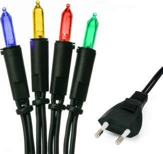 hellum Pisello LED-Lichterkette innen, 220V strombetrieben Lichterkette bunt 50er LED beleuchtete Länge 7,35m, Kabel grün Wohnzimmer DIY Dekoration Weihnachtsbaum Stecker für Innen 560534