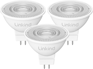 Linkind 12V LED Spot 35W GU5.3 Lampen, 3,4W (ersetzt 35W) Warmweiß 2700K, 360lm/ 36°Strahlwinkel Niedervolt MR16 LED Reflektorlampen, nicht dimmbar, 3 Stück