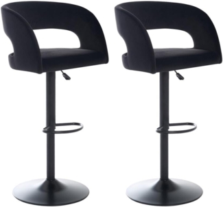 Vente-unique - Barhocker 2er-Set höhenverstellbar - Samt & Metall - Schwarz - LAJUNIA