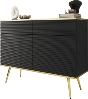 Kommode Orenate MDF KSZ107 (Farbe: Schwarz / Schwarz + Gold)