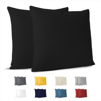 Dreamzie Kissenbezug 30x30 (Set mit 2) - 100% Jersey Baumwolle 150 g/qm Kissenbezüge -Schwarz - Für Kissen 30x30 cm - Kissenhülle - Kissenbezug - Resistent und Hypoallergen