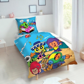 Brawl Stars Bettwäsche für Jungen 135x200 80x80 cm Motiv El Primo mit Reißverschluss