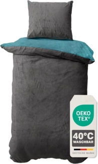 Devior Bettwäsche Wende Nicky Plüsch Winter Bettbezug Set Cashmere Touch Coral Fleece, Fleece, 2 teilig, warmer Bezug mit YKK Reißverschluss und Kissenbezug