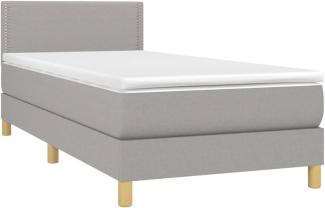 vidaXL Boxspringbett mit Matratze Hellgrau 100x200 cm Stoff 3140513