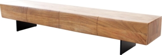 Lowboard New Live-Edge 200 cm Akazie Natur 4 Türen Fuß schwebend Metall Schwarz