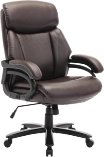 COLAMY XXL Chefsessel[181kgs] - Hochlehner Bürostuhl Leder mit verstellbaren Armlehnen- Extra breiter Sitz (59cm) für Homeoffice und Büro, Braun