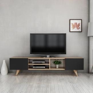 Fernsehtisch Assens 40x160x31cm Eiche / Schwarz [en. casa]