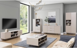 Lomadox Wohnzimmer-Set NADOR-132, (Mega-Spar-Set, 5-St, 5-tlg), inkl. Couchtisch, Kaschmir mit goldfarbenen Metallgriffen und -füßen