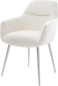 Esszimmerstuhl Pejo-Flex Bouclé Soft Beige 4-Fuß konisch Edelstahl Taschenfederkern