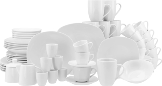 CreaTable Kombiservice Square Weiss Kombiservice 62-tlg (62-tlg), Porzellan