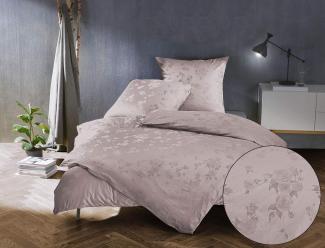 Bettwaesche-mit-Stil Mako Satin Jacquard Damast Bettwäsche Zoé Rose – puder – Kissenbezug 40x80 cm