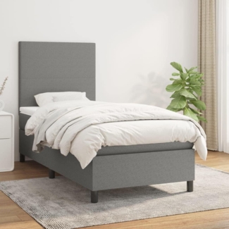 vidaXL Boxspringbett mit Matratze Dunkelgrau 90x190 cm Stoff 3141578