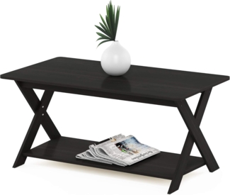 Furinno Couchtisch mit Kreubeinen, holz, Espresso, 50x89. 9x40. 59 cm