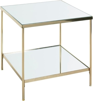 HAKU Möbel Beistelltisch, vermessingt, Metall, Spiegel 5 mm - Maße: B 45 x H 46 x T 45 cm, Style: Art Deco