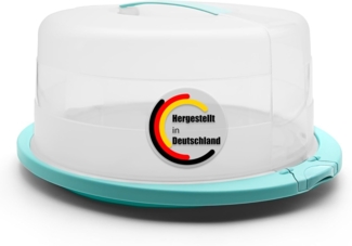 BigDean Kuchentransportbox Tortenglocke Rund mit Kühlfach in Eisblau Made in Germany, Kunststoff, (Set, 1-tlg, Tortenbehälter), Stabiler Griff, Kühlfach für Kühlakku